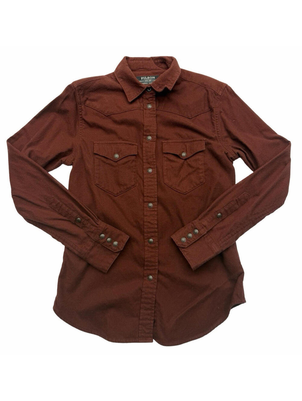 Filson Western Button-Up Long Sleeve Shirt Cotton Maroon Size S